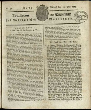 No. 38, Mittwoch den 12. May 1813