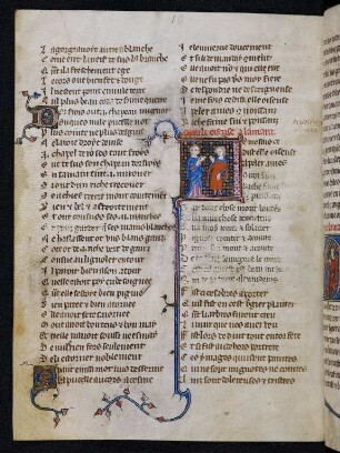 Deckfarbeninitiale J, historisiert: Oiseuse parle a l'amant