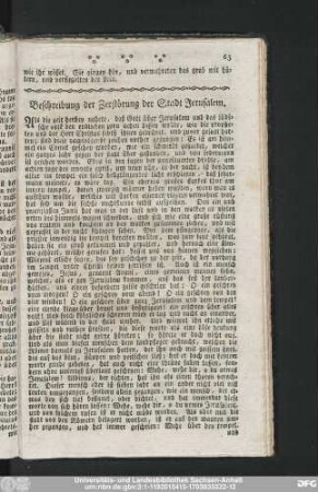 Beschreibung der Zerstörung der Stadt Jerusalem.