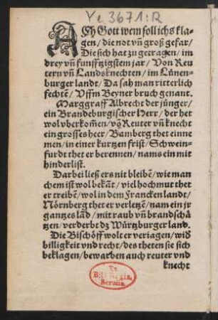 ACh Gott wem soll ichs kla=||gen/ die not vn groß gefar/ ||