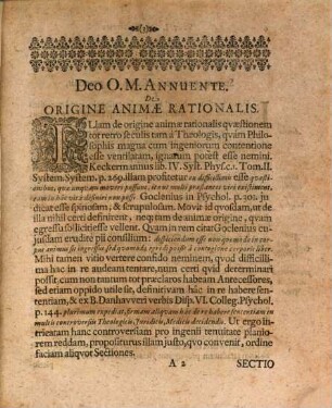 Disputatio physica de origine animae humanae