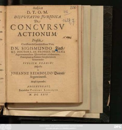 Disputatio Iuridica De Concursu Actionum