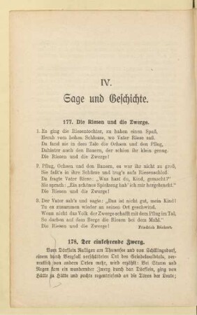 IV. Sage und Geschichte