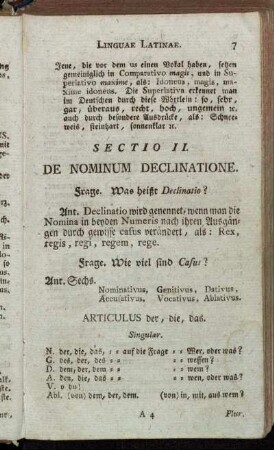 Sectio II. De nominum declinatione.