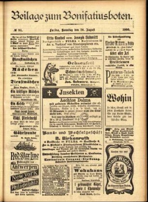 Zweite Ausgabe vom Sonntag, den 26. August 1900.