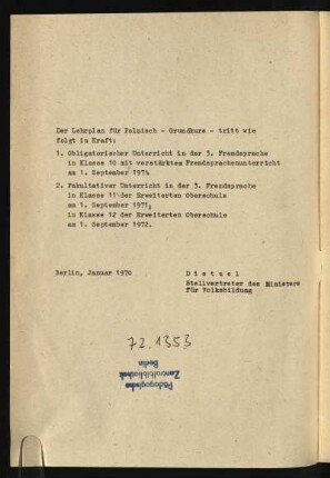 Der Lehrplan für ...