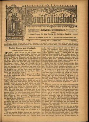 Erste Ausgabe vom Sonntag, den 15. Januar 1899.