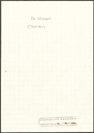 Clemen, [Paul], Bonn, an Wichert