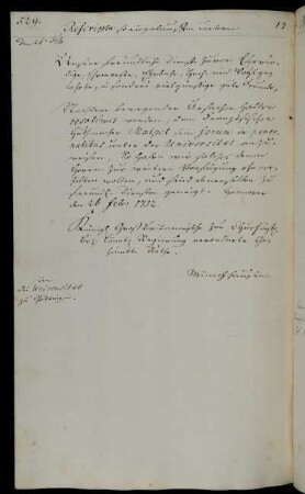 Aufnahme des französischen Hutmachers Malpel als Universitätsverwandter.