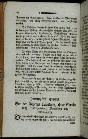 Zwanzigstes Capitel. Von der schweren Cavalerie, [...]