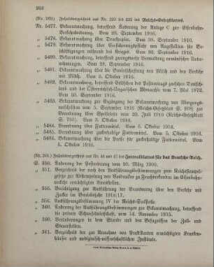 Nr. 260: Inhaltsverzeichnis aus Nr. 220 bis 222 des Reichs-Gesetzblattes