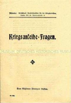 Aufklärungs- und Werbeschrift für Kriegsanleihen
