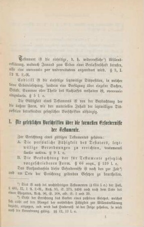 I. Die gesetzlichen Vorschriften über die formellen Erfordernisse der Testamente.