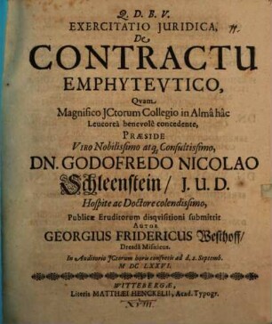 Exercitatio iur. de contractu emphyteutico