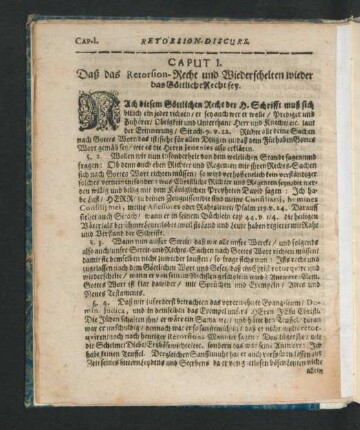Caput I. Daß das Retorsion-Recht und Wiederschelten wieder das Göttliche Recht sey.
