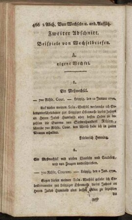 Zweiter Abschnitt. Beispiele von Wechselbriefen