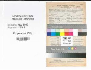 Entnazifizierung Willy Kroymanns , geb. 09.04.1920 (Verw.Angest.)