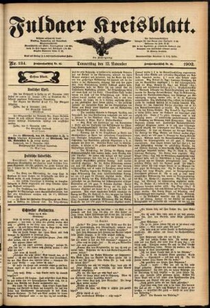 Erste Ausgabe vom Donnerstag, den 13. November 1902.