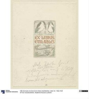 Ex libris Emil Uhles (Nachtreiher)