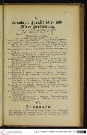 V. Kranken-, Invaliditäts- und Alters-Versicherung.