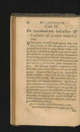 Cap. IV. De vocabulorum Infractus & Cordatus usu quodam minus Latino.