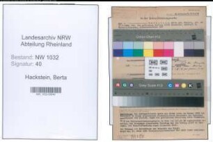 Entnazifizierung Berta Hackstein , geb. 16.03.1889 ()