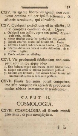 Caput II. Cosmologia.