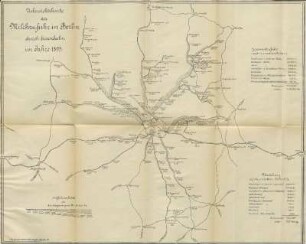 Karte: Uebersichtskarte der Milchzufuhr in Berlin durch Eisenbahn im Jahre 1893
