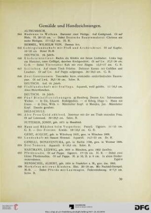 Gemälde und Handzeichnungen (Nr. 644-698)