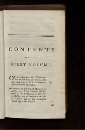 Contents of the first Volume.
