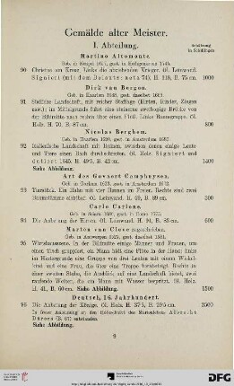 Gemälde alter Meister: I. Abteilung (Nr. 90-108)