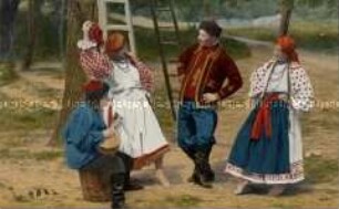 Paare in ukrainischer Volkstracht beim Tanzen