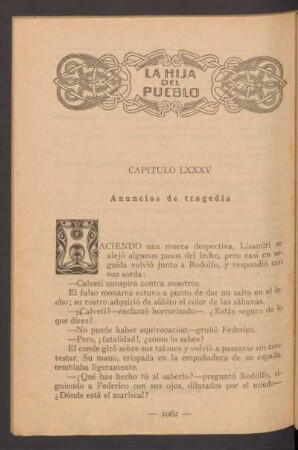 Capítulo LXXXV - Anuncios de tragedia