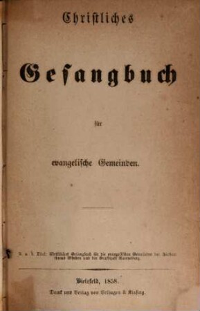 Christliches Gesangbuch für evangelische Gemeinden