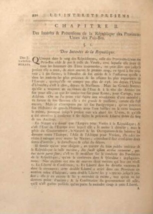 Chapitre II. Des Intérets & Prétensions de la République des Privinces-Unies des Pais-Bas.