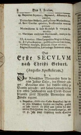 Das Erste Seculum nach Christi Geburt. (Augusto Apostolicum.) - Das Zweyte Seculum nach Christi Geburt. (Antoniniano-Gnosticon.)