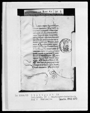 Gebetbuch des Konrad Peutinger — Initiälchen mit cadellenähnlichen Cauden, Folio 2recto