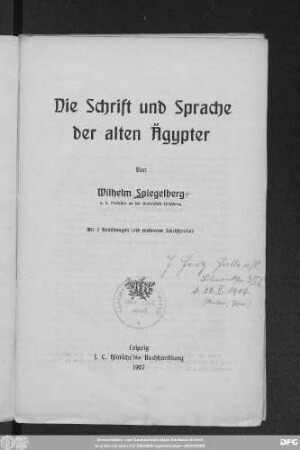 Die Schrift und Sprache der alten Ägypter