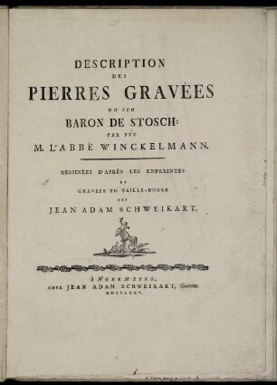 Description Des Pierres Gravées Du Feu Baron de Stosch