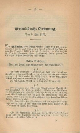 Grundbuch-Ordnung. Vom 5. Mai 1872