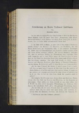 Erwiderung an Herrn Professor Kahlbaum