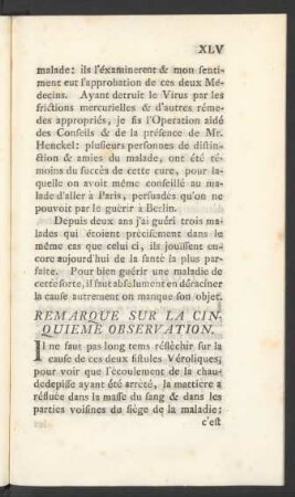 Remarque Sur La Cinquieme Observation