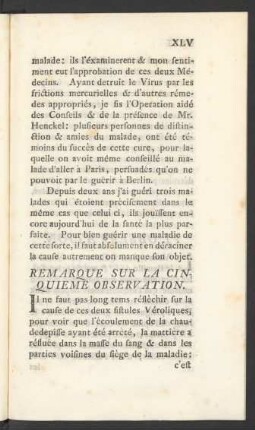 Remarque Sur La Cinquieme Observation