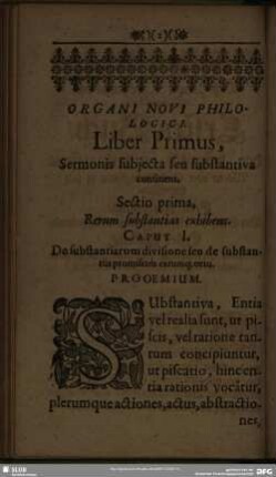 Liber Primus, Sermonis subjecta seu substantiva ...