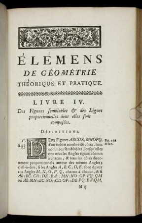 Livre IV. Des Figures semblables & des Lignes proportionnelles dont elles sont composées.