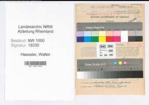 Entnazifizierung Walter Haessler, geb. 26.03.1892 (Telegrafeninspektor)