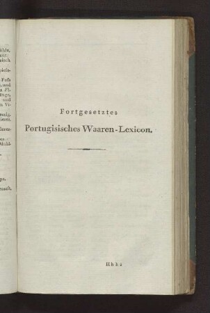 Fortgesetztes Portugiesisches Waaren-Lexicon.