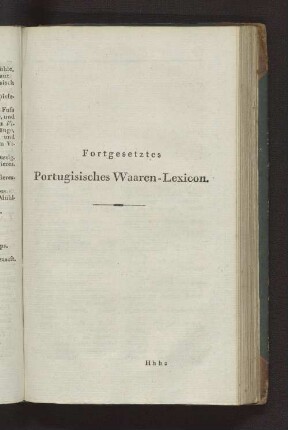 Fortgesetztes Portugiesisches Waaren-Lexicon.