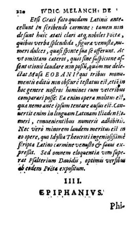 IIII. Epiphanivs. Philippus Tom. 2. Declamat. pag. 178. Mense Octobris, Anno 1537.