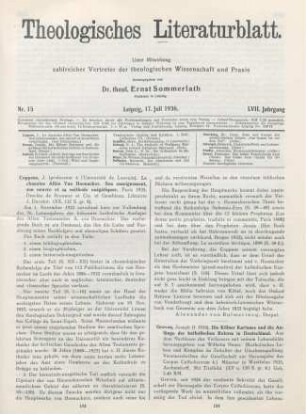 193-194 [Rezension] Coppens, Joseph, Le chanoine Albin van Hoonacker, son enseignement, son oeuvre et sa méthode exégétiques